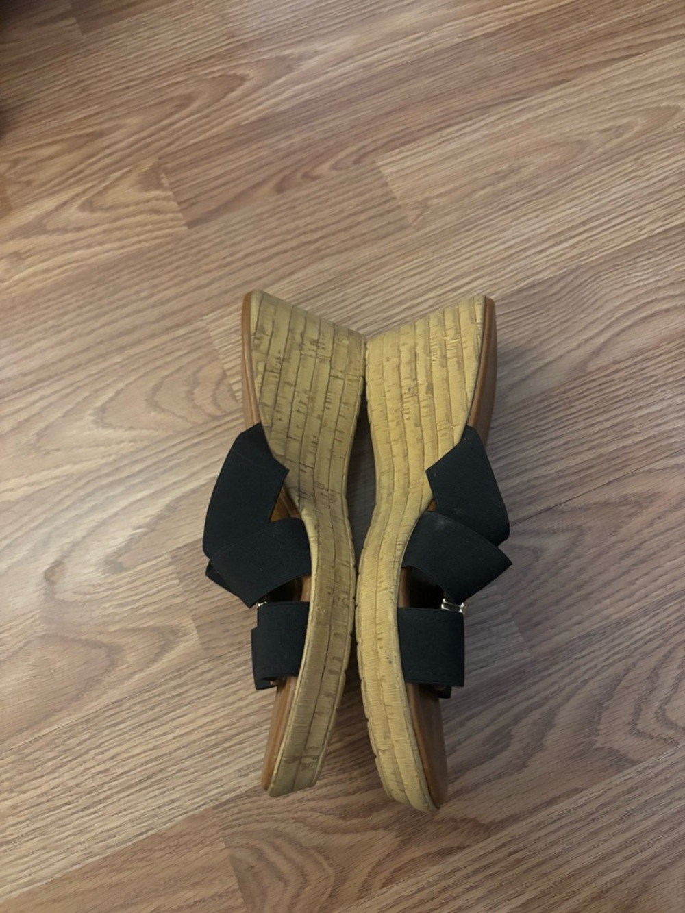 Italian Shoemakers Black Cork-Effect Wedge Slide Sandals Size 11 - Picture 6 of 9